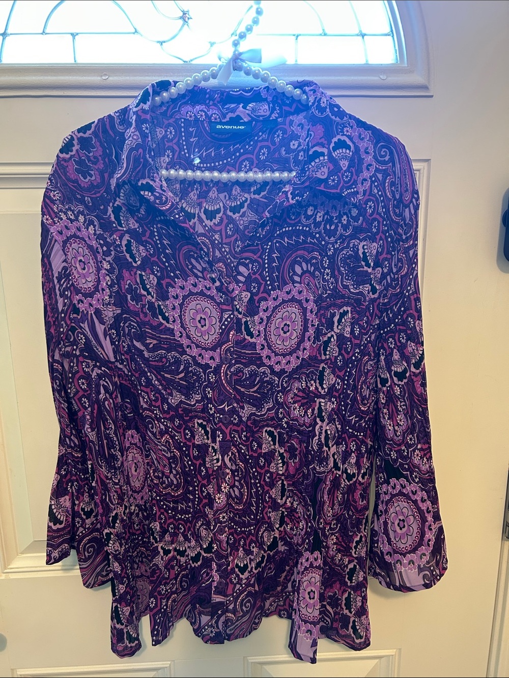 Avenue Purple Paisley V-Neck Blouse